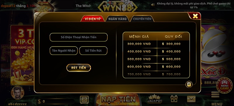 Rút tiền thưởng về sau những ván chơi chiến thắng tại Wyn88 Vin